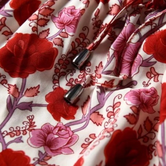 Rose Charm Boho Floral Print Midi Skirt - Picture 11 of 15